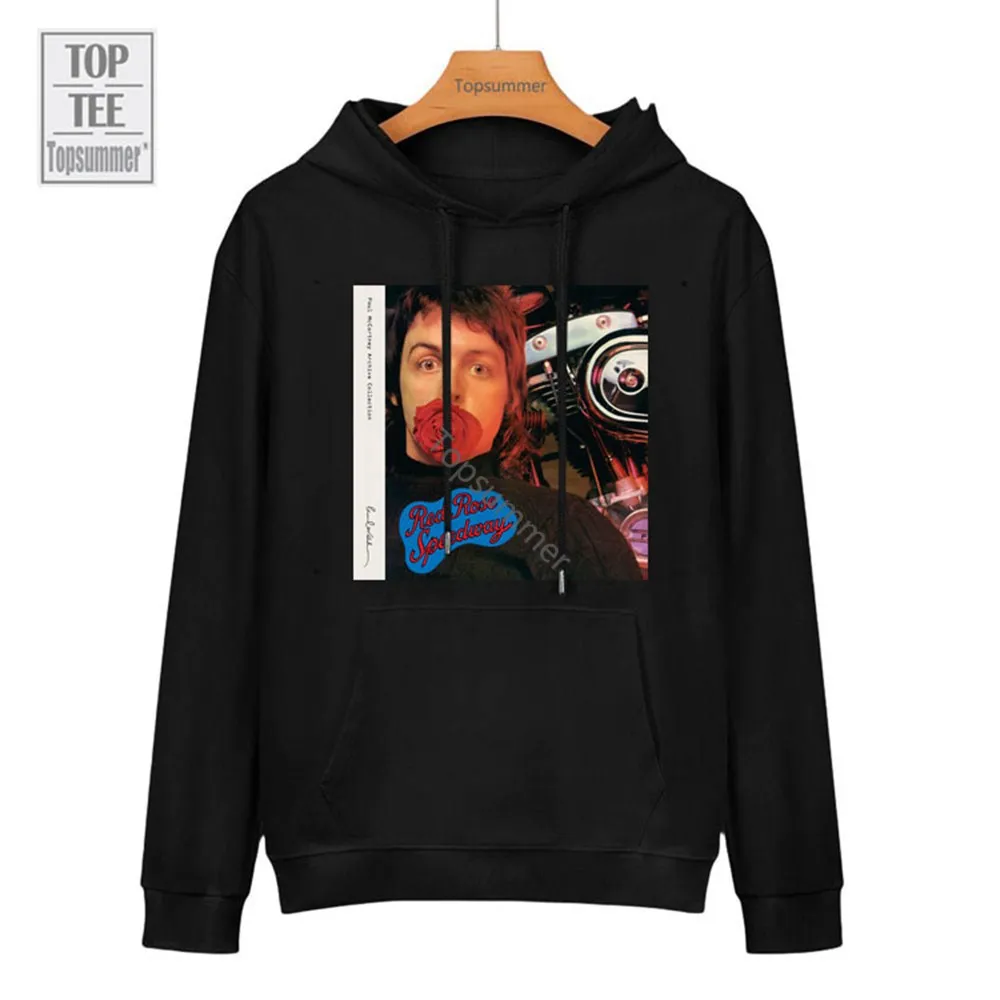 

Red Rose Speedway Album Hoodie Paul Mccartney & Wings Tour Sweatshirts Teens Pop Stylish Black Sweatshirt