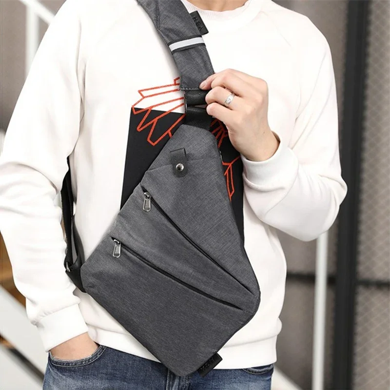 Chest Bags Crossobdy Bags for Men Waterproof Male Multifunction Cross Body Messenger Bag Single Shoulder Grey Fanny Pack Sac