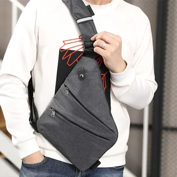 Borse sul petto borse Crossobdy per uomo borsa a tracolla multifunzione a tracolla multifunzione da uomo impermeabile borsa a tracolla grigia a spalla singola Sac