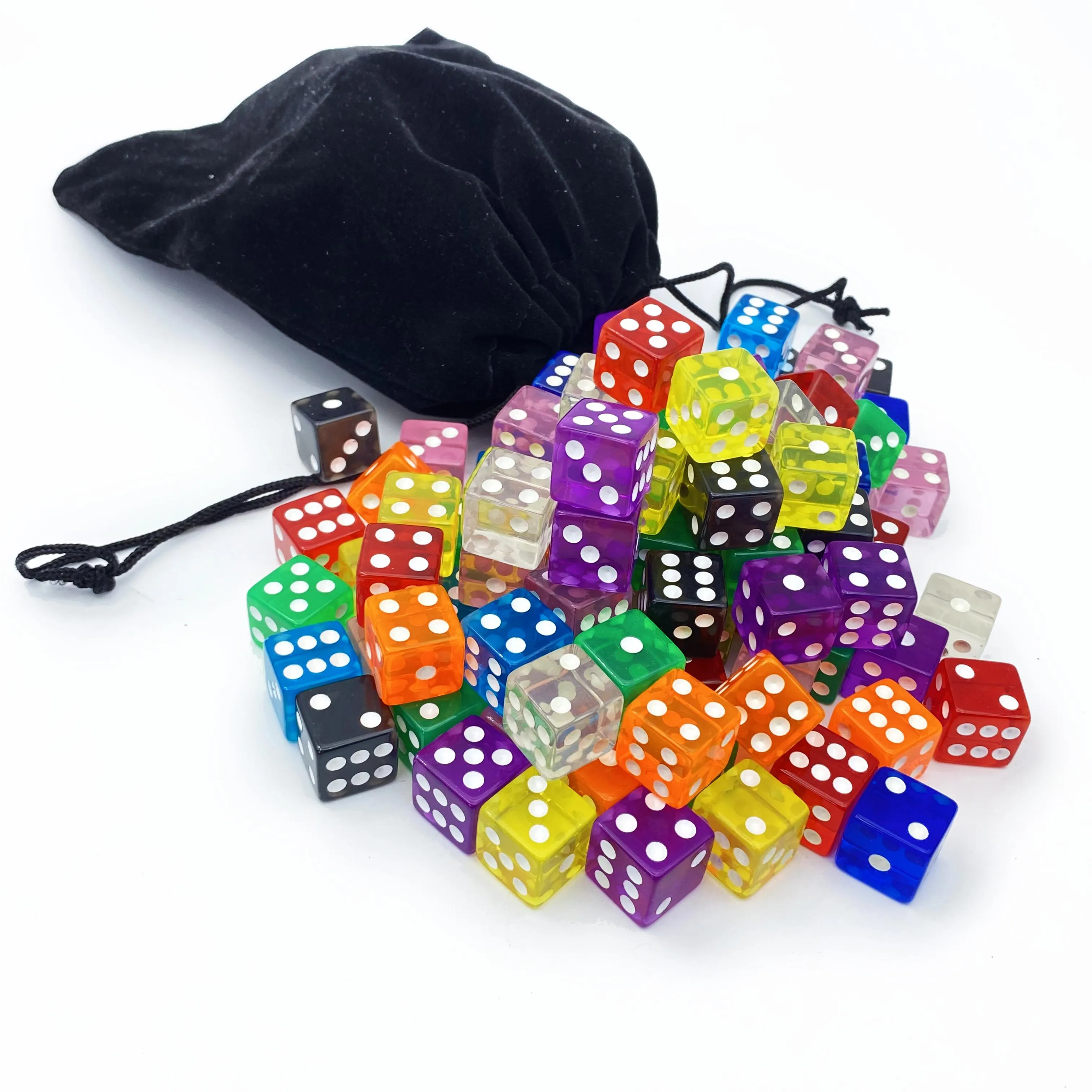 Acrylic Dice 100 Pcs Per Package 10 Color 16mm 6 Side D6 Square Corner Transperent Colorful Board Game Casino Party Gift