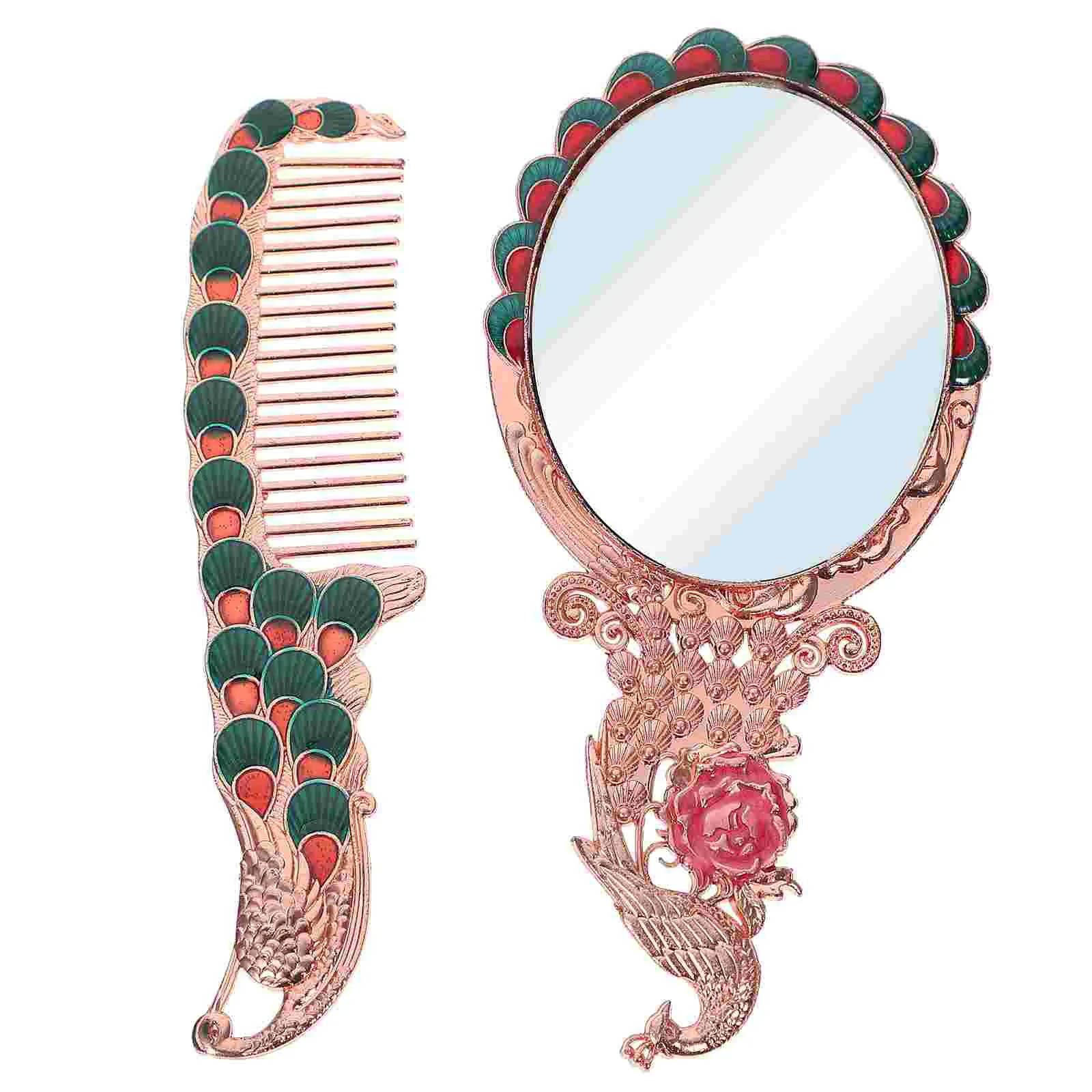 

Portable Mirror Comb Set Miss Travel Kit for Women Retro Gift Glass Vintage Mini
