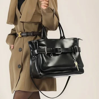 Retro Versatile Tote Bag Motorcycle Bag Women's Handbag Shoulder Crossbody Bag Large Capacity Soft Breathable Pocket 1