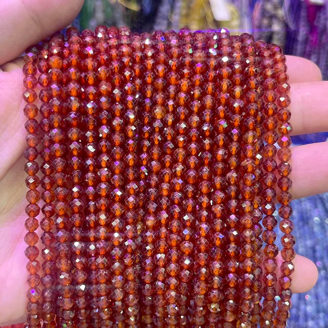 

Noble Natural Brown Garnet Stone Bead 2/3/4MM Spessartine Crystal Round Faceted Loose Charm Bead DIY Bracelet Necklace Jewelry