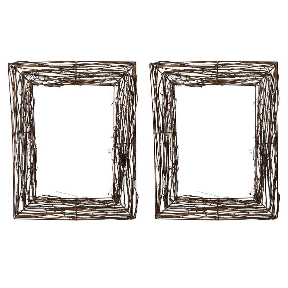 

Happy Yami Xmas Branch Wreath 2Pcs Small Wreaths Indoor Square Wreath Base Rattan Wreaths Vine Branch Wreath Vine Branch