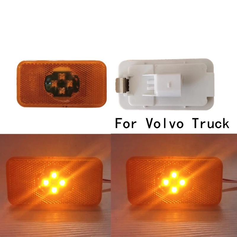1Pc 24v Yellow Amber Led Reflector For Volvo Side marker
