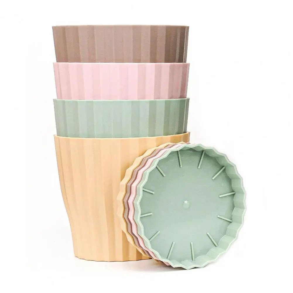 Thick Plastic Flower Pots Medium Size Flower Pots Lightweight Plastic Planters with Drainage Hole Tray for Indoor for Orchids