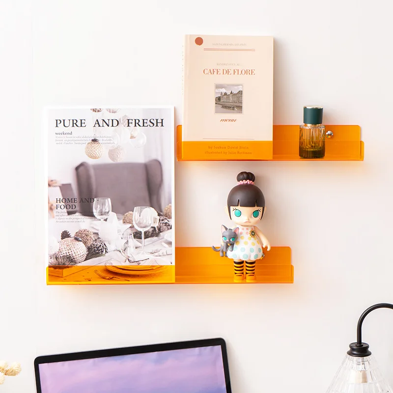 Scaffali in acrilico, mensole galleggianti per parete, espositori Funko Pop Lego, scaffali per libri per bambini, ripiano portaoggetti appeso - immagine 3