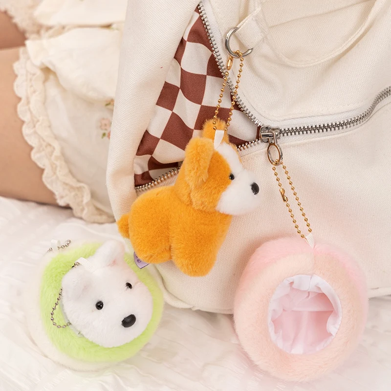 Hot 1pc 10cm Love Dog Nest Series Plush Pendant Schnauzer,corgi Dog,teddy Dog Keychain Stuffed Animal Puppy Kid Gift