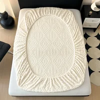 Juste de matelas en peluche pour lit, drap-housse extensible en matériau souple, garde au chaud, protecteur anti-poussière, lavable en machine, 90x200,180x200 3