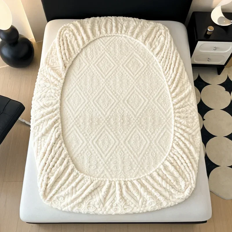 Plush Mattress Cover For Bed,stretch Soft Material Fitted Sheet, Keep Warm,dust Protector,machine Washable 90X200,180X200 3
