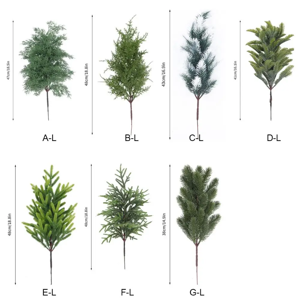 Grüner künstlicher Tannenzweig, Weihnachtsbaum, Kunststoff, Simulation, Tannennadel, Heimdekoration, Partyzubehör, lebensechte grüne Pflanze – Detail 9