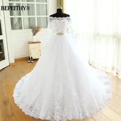 Vestido De Novia Empire Wedding Dresses Chapel Train Long Sleeve Off The Shoulder Customized Cheap Brides Dress Long Bridal Gown