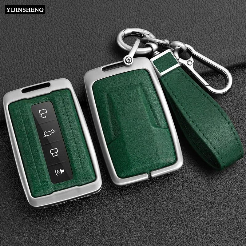 Zinc Alloy + Leather Car Key Case Full Cover For Great Wall GWM WEY TANK 300 500 Tank300 Tank500 Remote Key Protection Holder key case,key case cover,remote control case cover