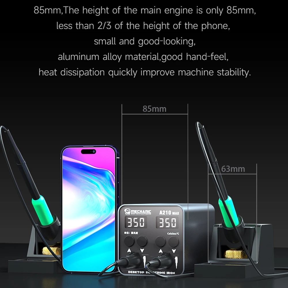 Mechanic A210 Max Dual-station Constant Temperature Desktop Soldering Station C210 Handel Short Circuit Protection Welding Tools 6