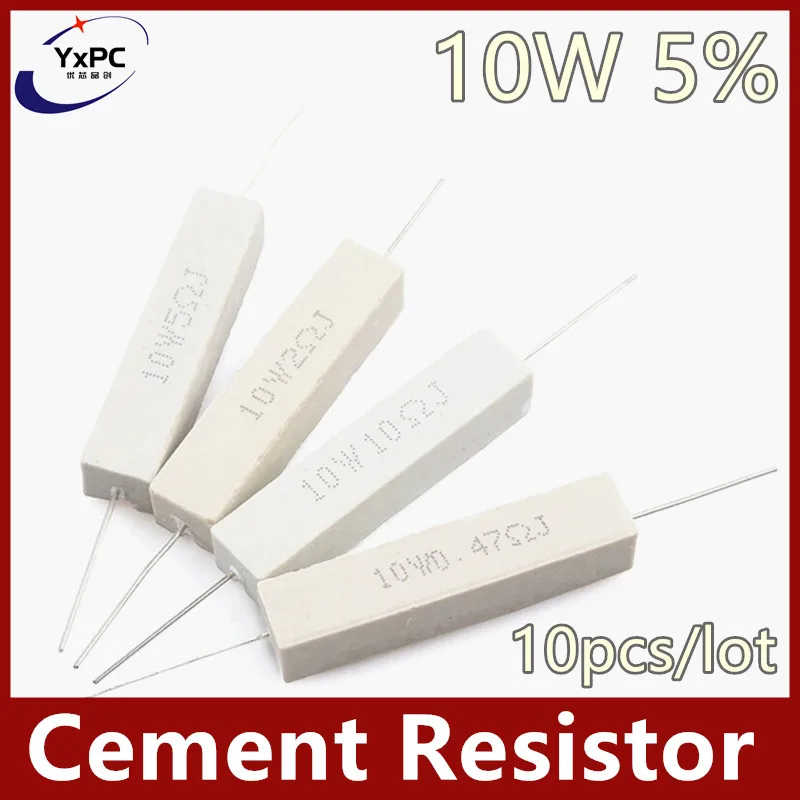 

10pcs 10W Cement Resistor Power Resistance 5% 0.1 ~ 10K 0.1R 0.33R 0.5R 1.2R 1.8R 3R 3.3R 3.9R 4.3R 6.8R 51R 68R 75R 82R 100R
