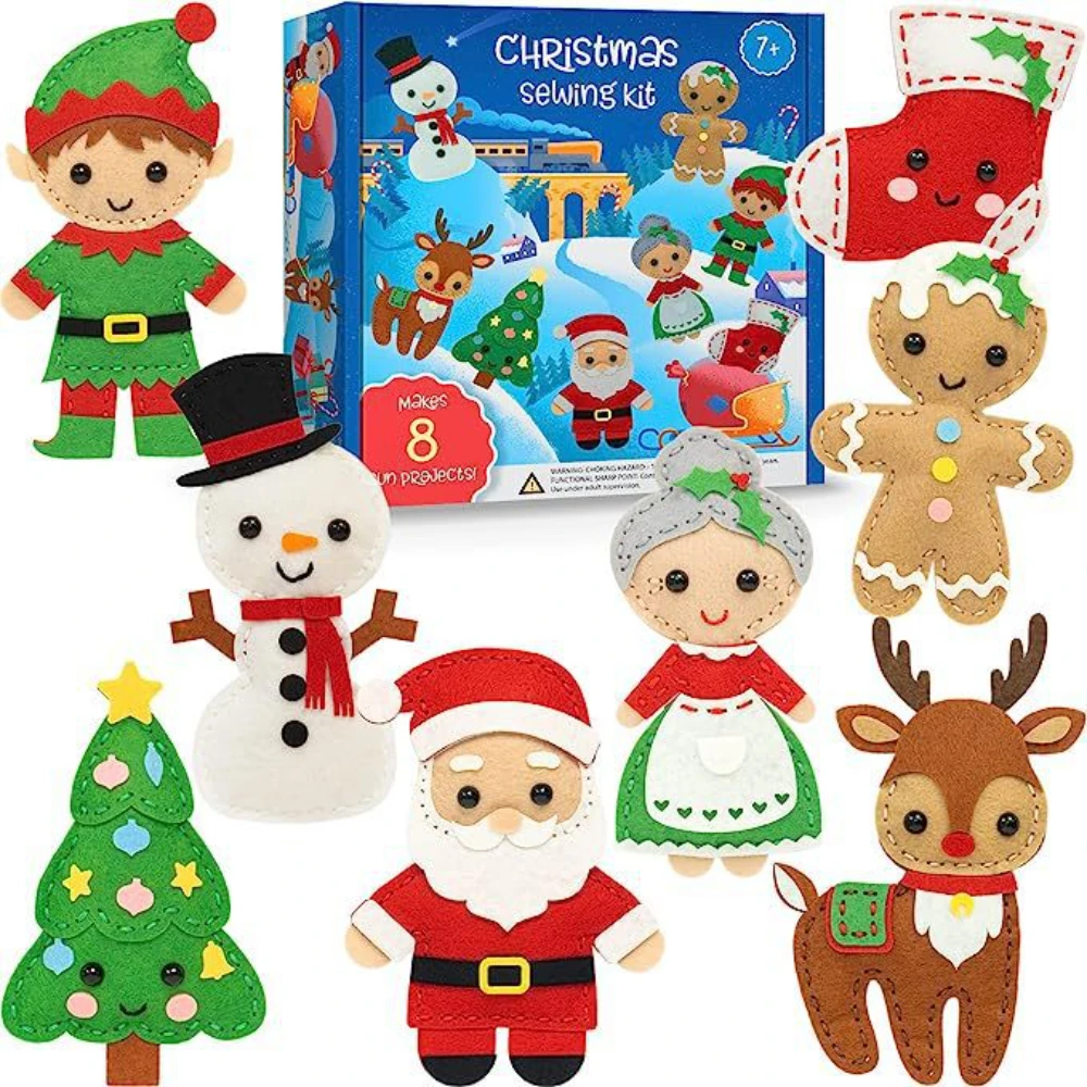 

Kids Sewing Kit Felt Christmas DIY Crafts Girls Boys Educational Sewing Kids Art Craft Kits Beginners Felt Kids Sewing Gifts