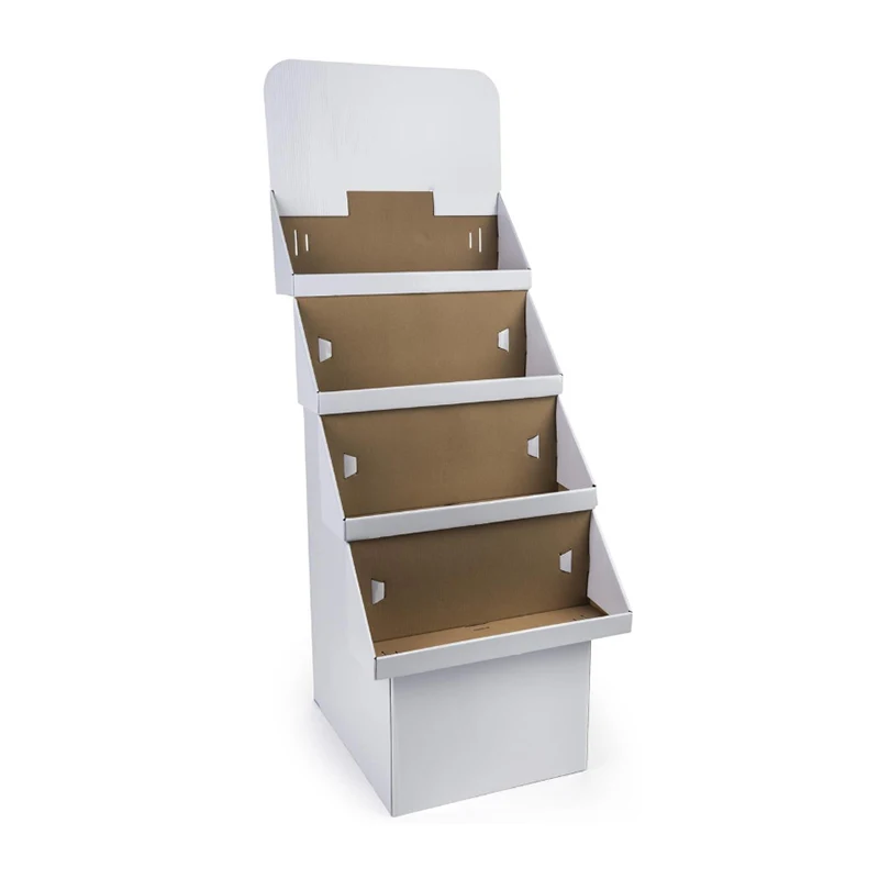 4 Layers Trade Show Stand Foldable Shelves Cardboard Magazine Display