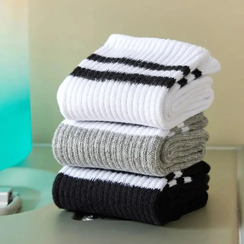 Sports Socks Women Mid Socks Solid Color Breathable Comfortable Autumn Winter Sweat Absorbing 6 Pairs