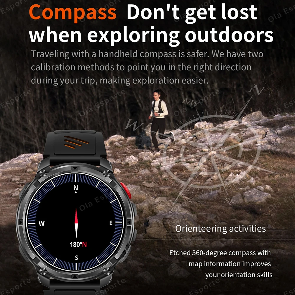 2026 New Military 1100mAh Big Battery Outdoor Smart Watch Men GPS Path Compass 10ATM Waterproof Calls AMOLED HD Sport Smartwatch 3