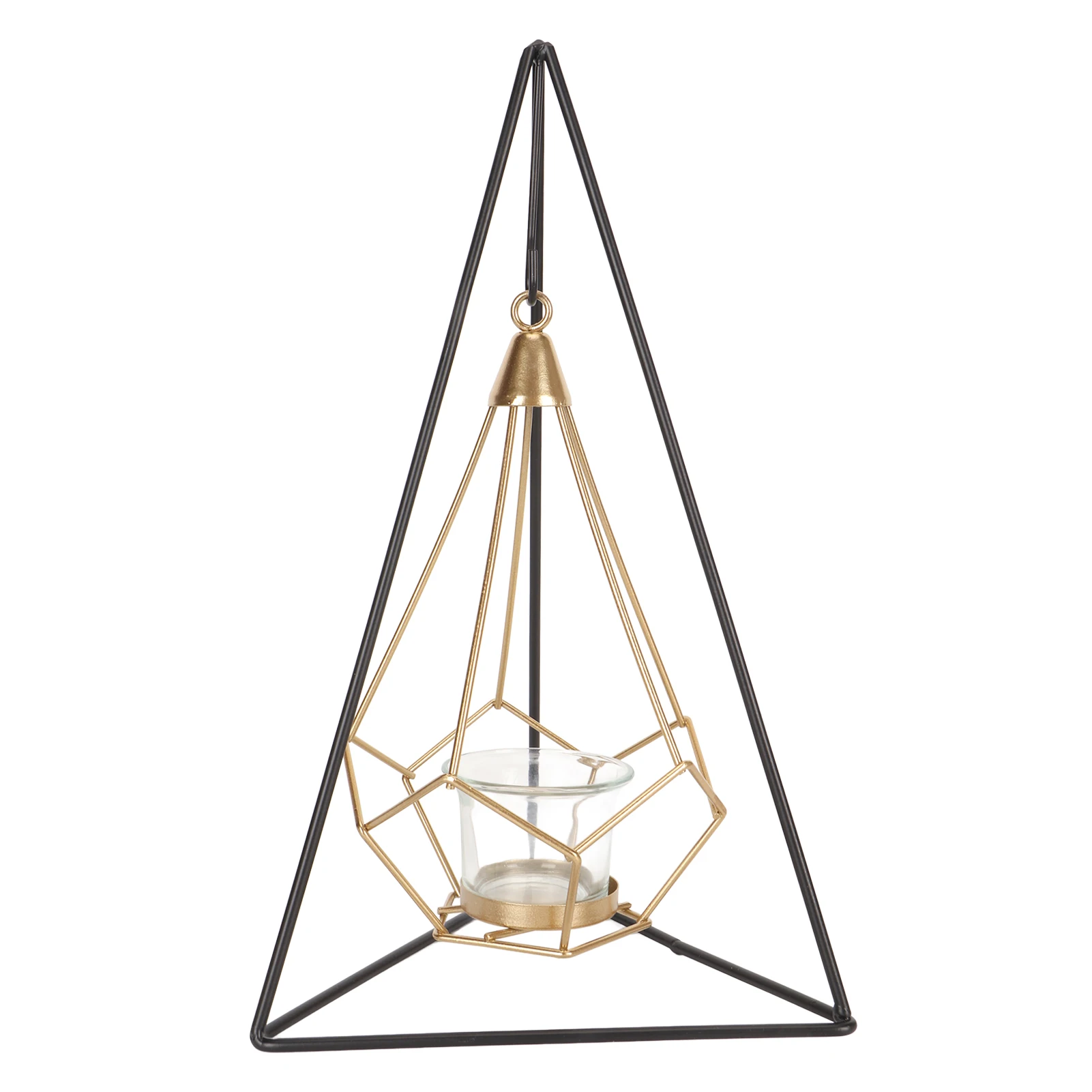 

Geometric Tea Light Candle Holder Heat Resistant Exquisite Decorative Alloy Hanging Candle Holder with Display Stand for Home