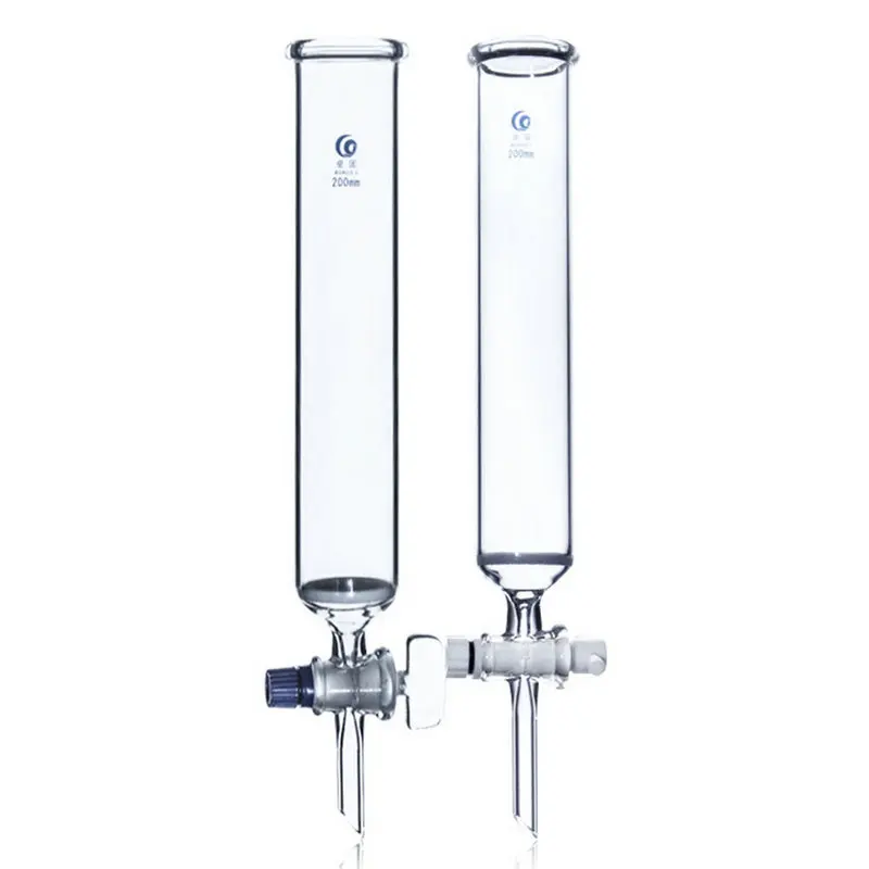 

1pcs Lab glass chromatography filter column with PTFE piston (glass piston optional) chromatographic column with sand core