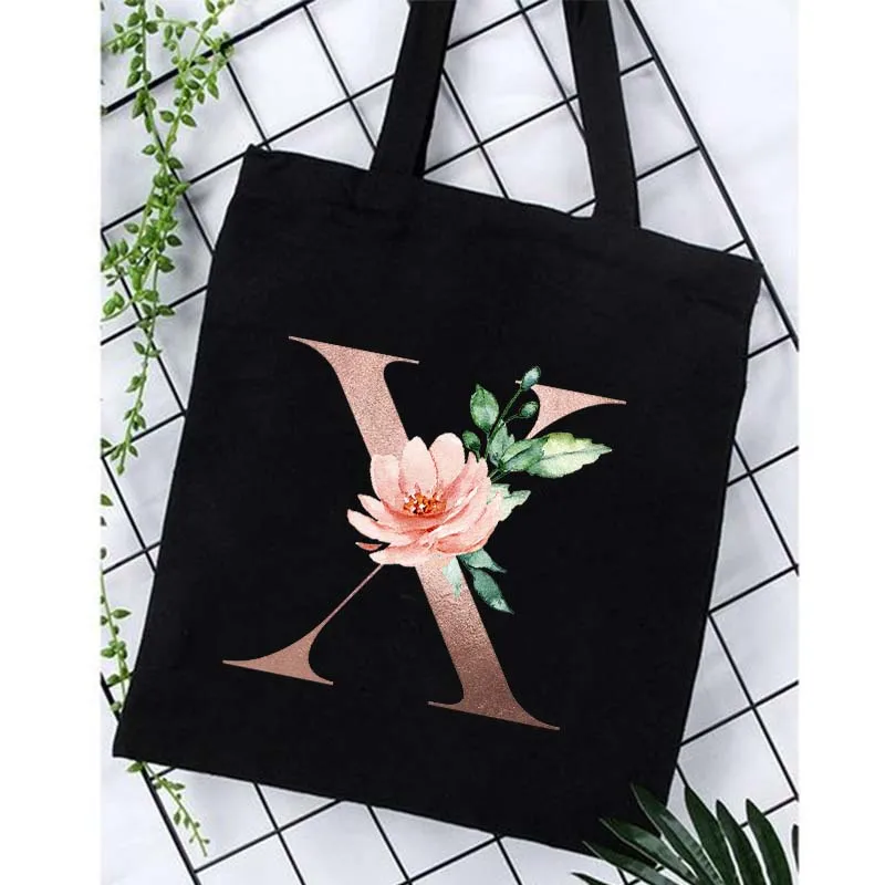 Alphabet Print Bridesmaid Totes Canvas Shopping Bags Bridal Bachelorette Party Shoulder Bag Fashion Beach Handbags Wedding Gifts 