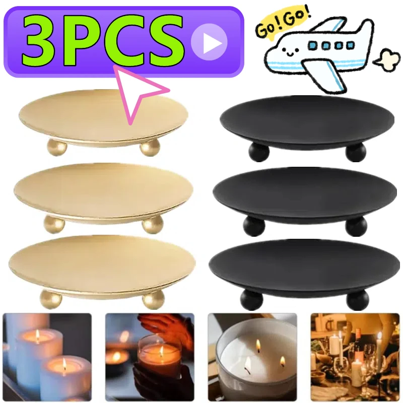 3PCS Iron Plate Candle Holder Pillar Art Decorative Pedestal Wedding Birthdays Party Festival Candlestick Holder Gift Home Decor candle holders