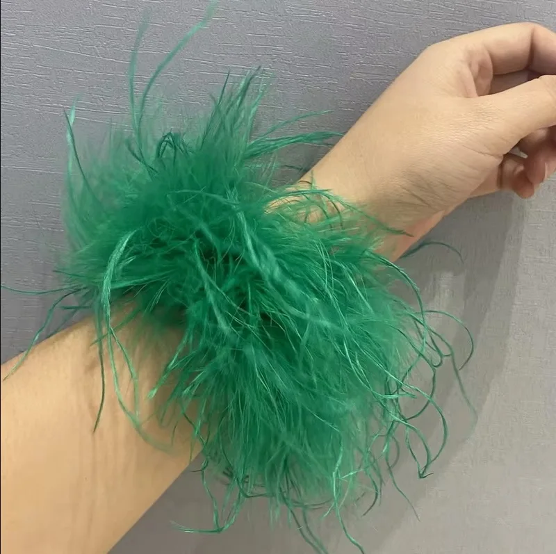 OIXEYA 1 paio polsini di piume naturali, costumi di Mardi Gras, polsini di piume gotico, accessorio per costumi da donna, per cosplay, carnevale
