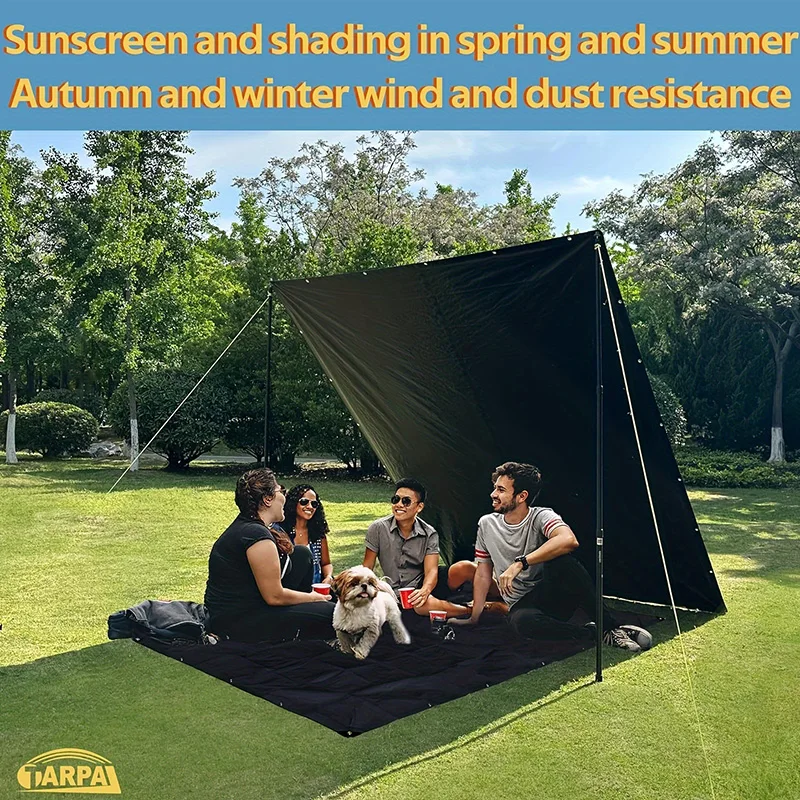 Rainproof Tarpaulin Heavy-Duty Black Waterproof Tarp uv-proof Multipurpose Outdoor Protection Cover Camping Farming Patio garden Boat RV