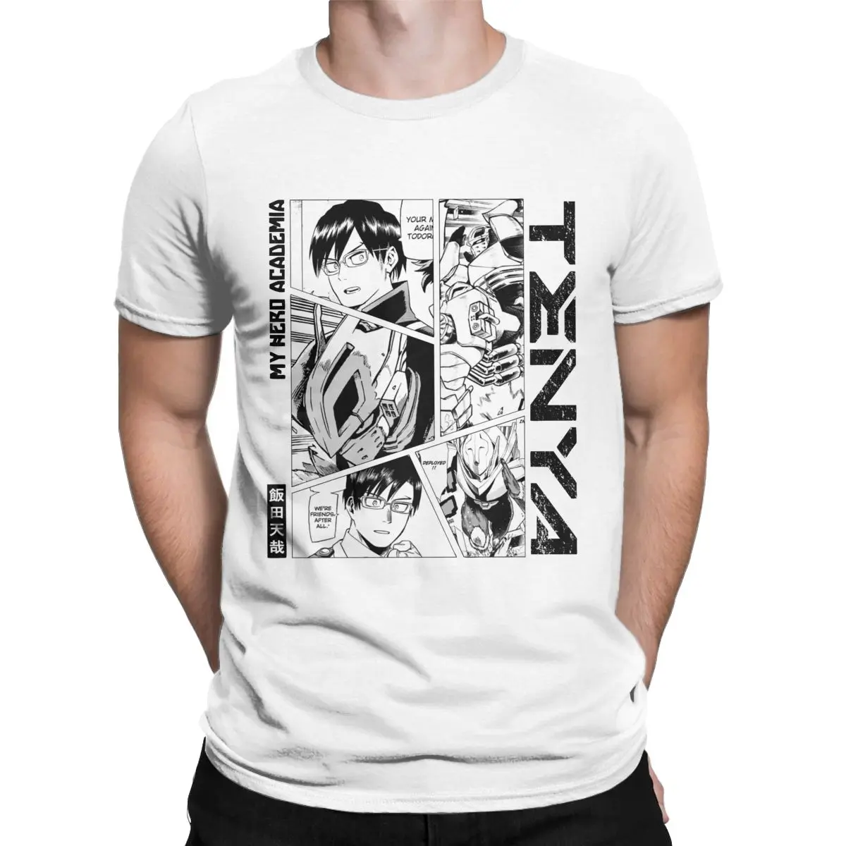 

Tenya Iida My Hero Academia Manga Panel Black And White Version Men's shirt 100% Cotton Shirt Short Sleeve T Shirt Summer Tops