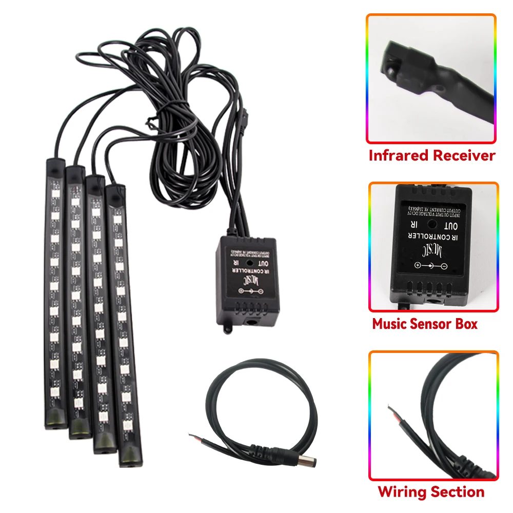 RGB LED Motorcycle Atmosphere Foot Light Kit APP Music Control Flexible Waterproof Neon Strip For Car Moto Decorative Lamp 12V motorcycle led lights motorcycle accessories led lamp strip led atmosphere light car led lights
