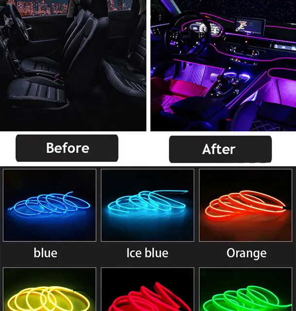 Acheter 5M voiture LED lumière froide néon barre lumineuse voiture intérieur  crevasse décoration voiture accessoires