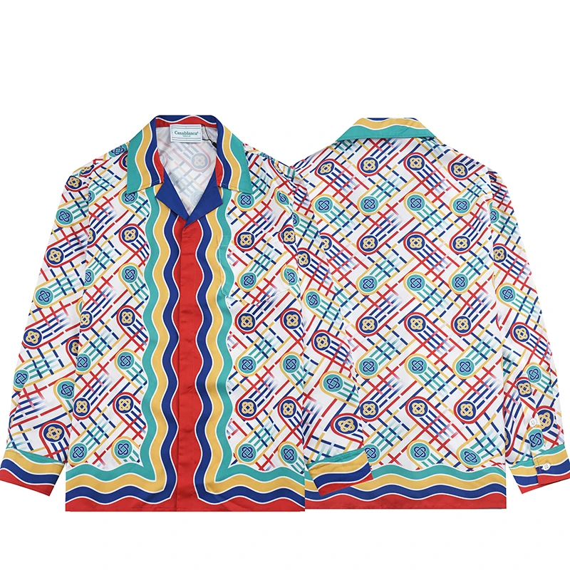 

Casablanca Harajuku Hawaiian Style Print Sport Shirt Fitting Men Women Casual Mens Shirts Casablanca