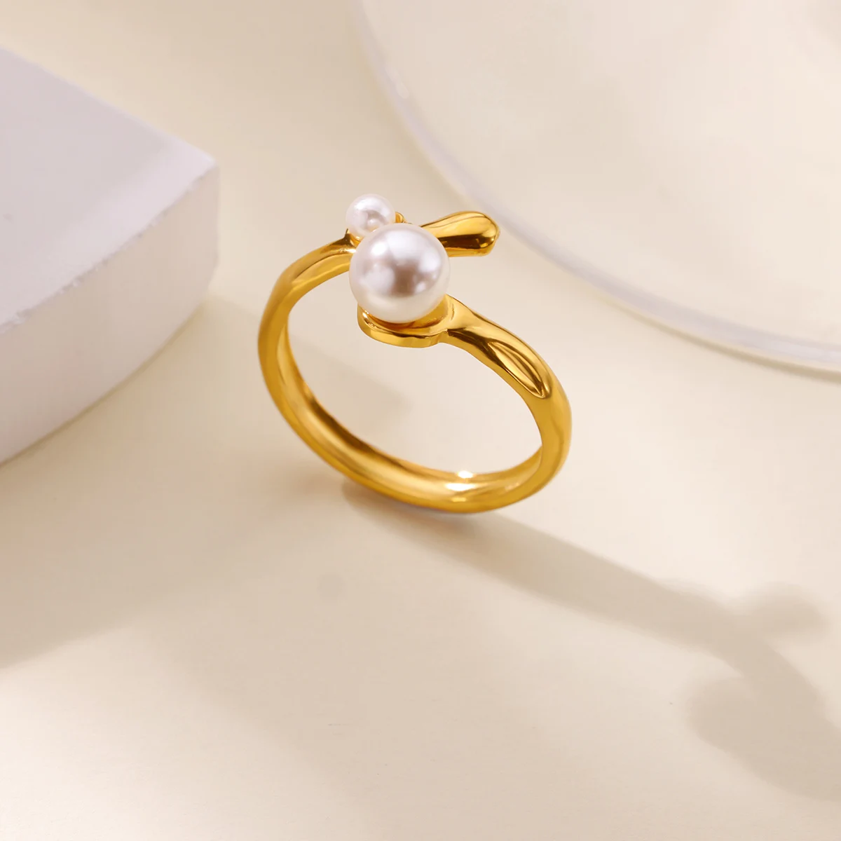 Fashion Rings Zircon Stainless Steel Waterproof Gold