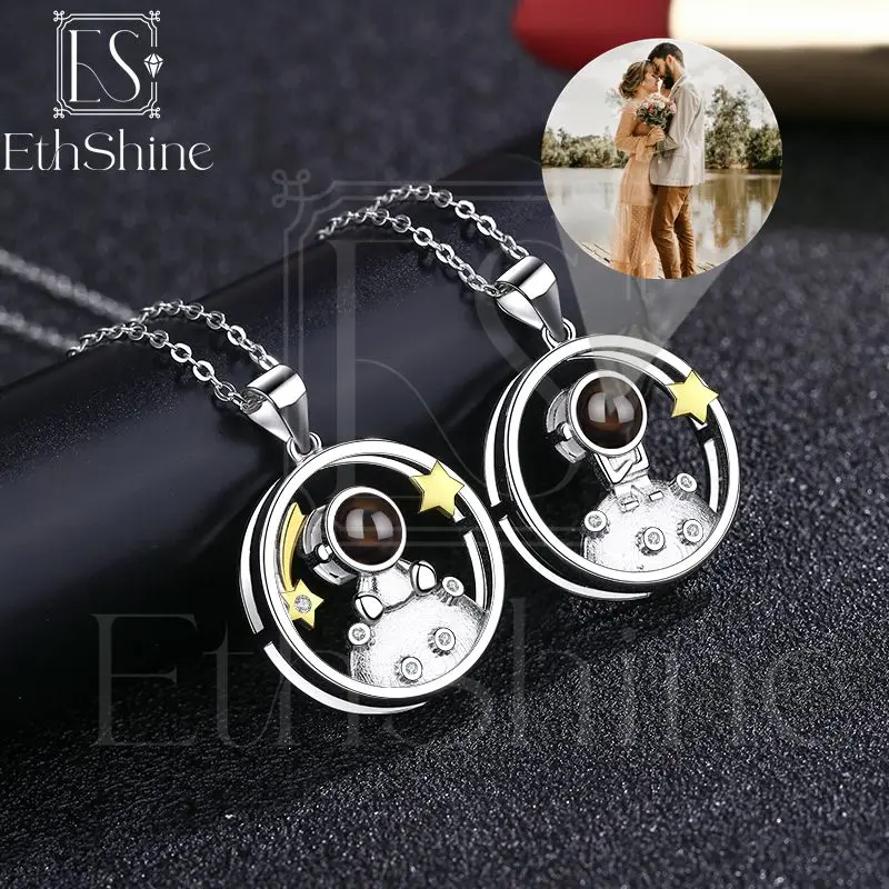 

Ethshine S925 Custom Projection Necklace Personalized Custom Photo Necklaces for Couples Friend Family Birthday Christmas Gifts