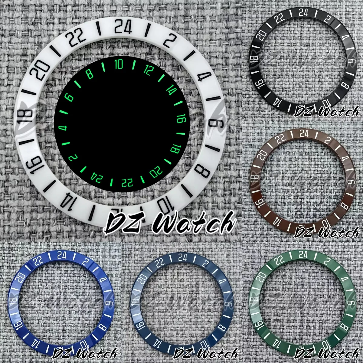 Enhanced Black & Blue Ceramic Bezel with Green Luminous GMT Ring - 39.25mm x 31.2mm