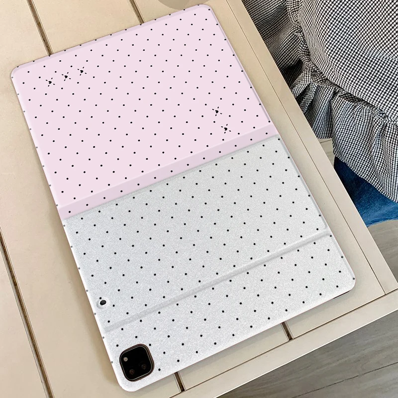 Pink Polka Dot Tablet Case with Trifold Stand