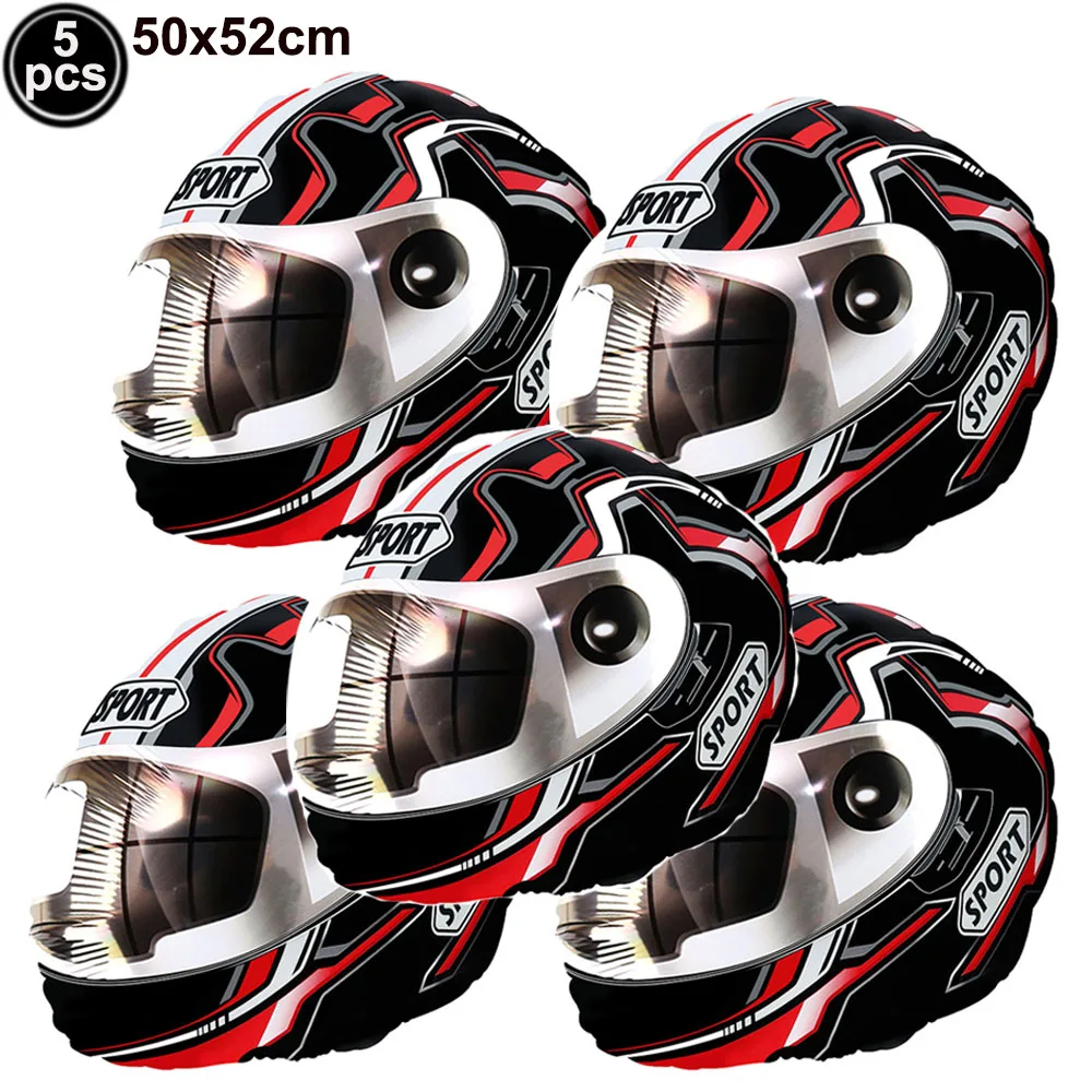 Race-Themed Birthday Party Decoration Set - Balloons, Traffic Cones, Checkered Flags, and Racing Wheel Foil Balloon