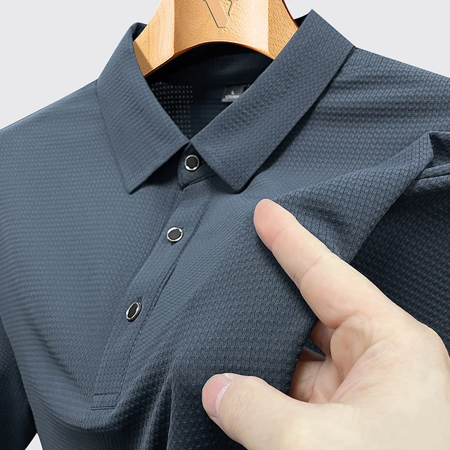 Large Size 9xl 8xl Summer High Quality Breathable Fashion Short Sleeves Quick Dry Black Blue Red Nylon Ice Silk Polo Shirts Men 2