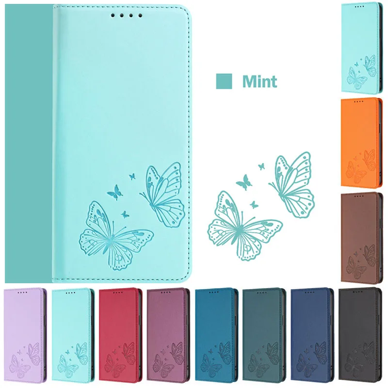 Magnetic Butterfly Leather Wallet Case Cover