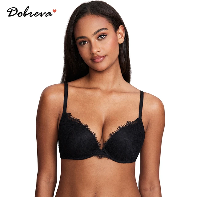 Women'S Sexy Balconette Bra Demi Half Cup Push Up Padded Shelf Underwire  Low Cut Bras Push Up Bras For Ladies Sports Bras High Support No Underwire  Bras Padded Front Closure Bras 