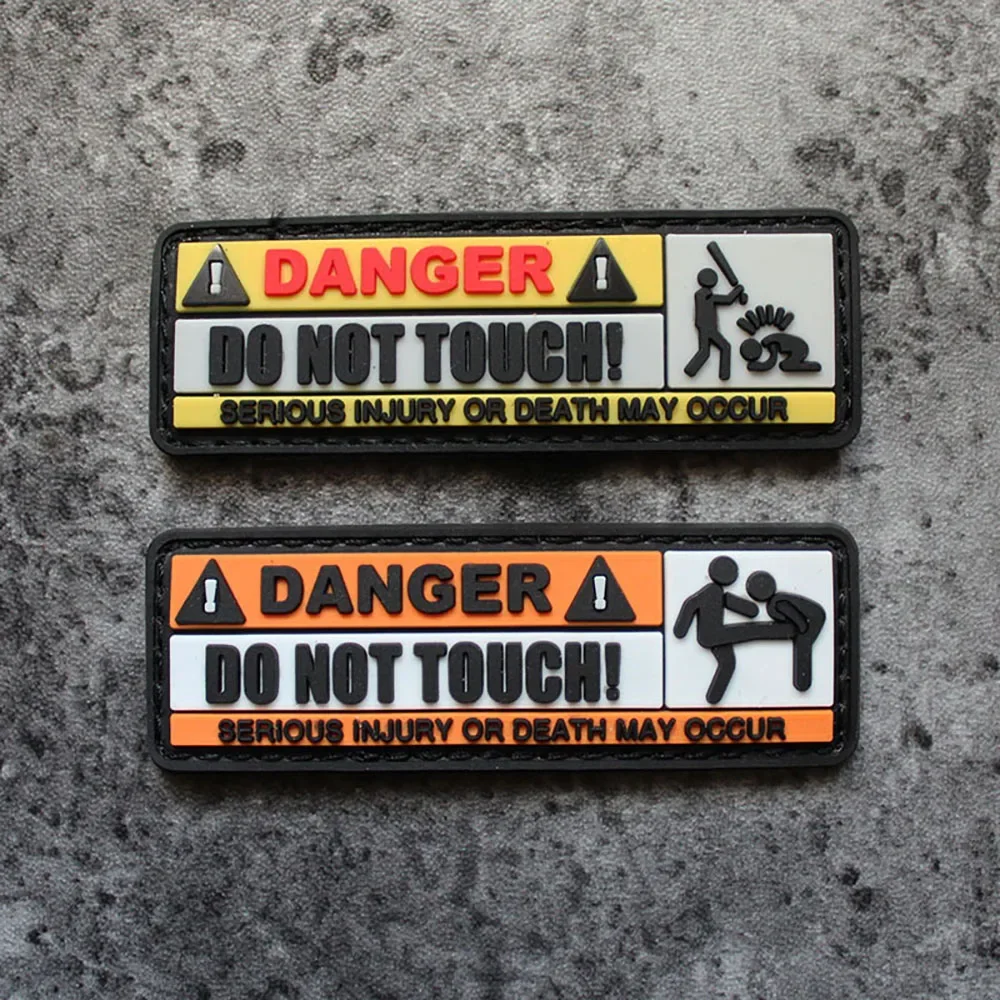 3D PVC Military Patch DO NOT TOUCH WARNING Outdoor Tactical Morale Badge Hook and Loop Patch on Backpack Sticker Applique