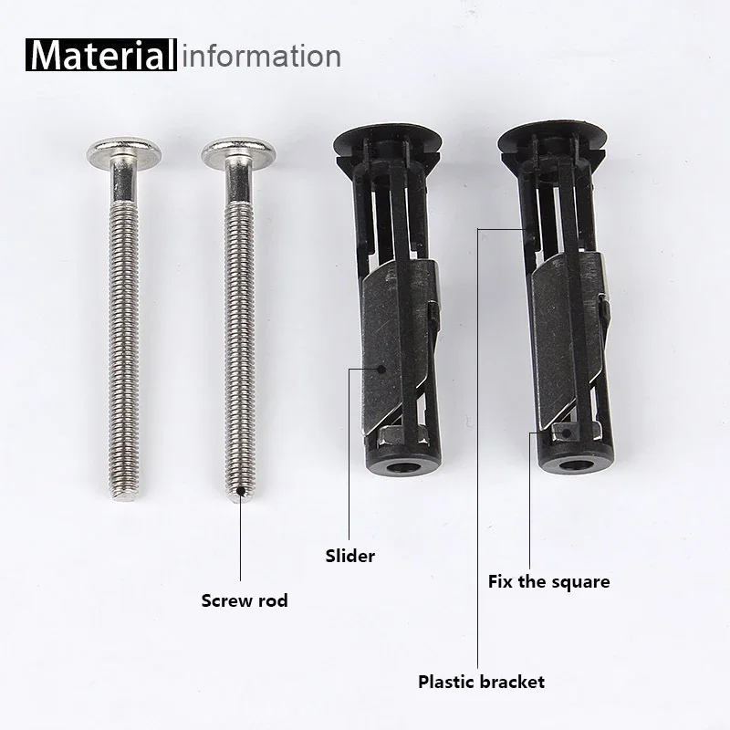 2Pcs 304 Stainless Steel Screw PP Nut Toilet Seat Hinge Bolts Fixing Toilet Water Tank Lid Locking Expansion Fitting Replacement