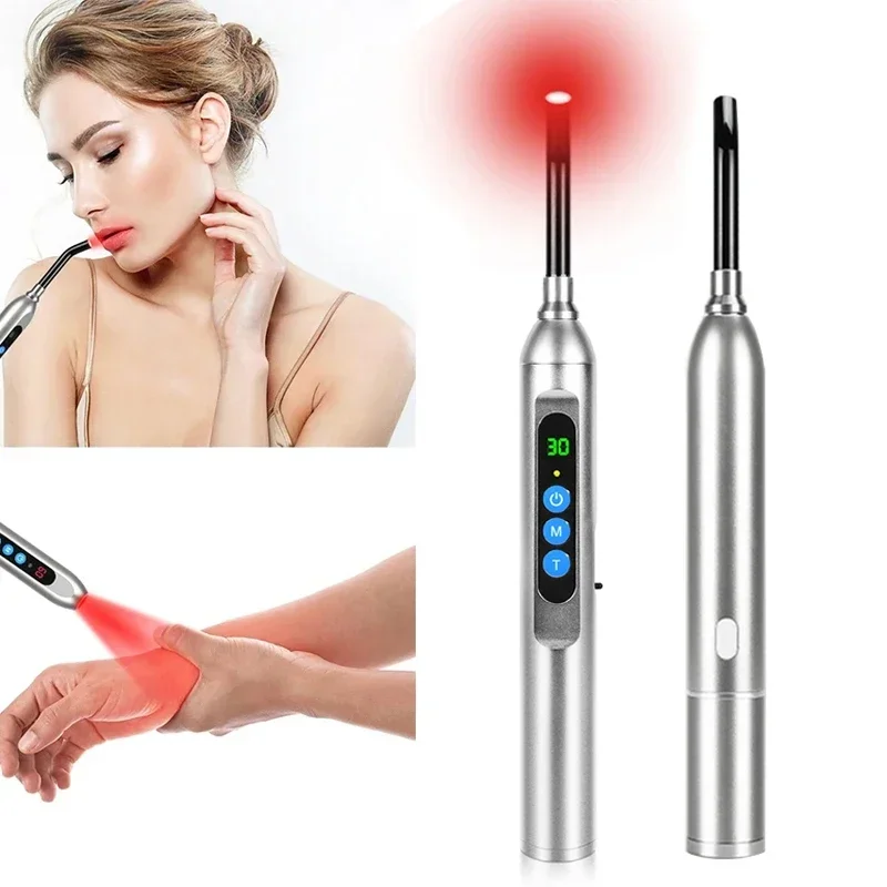 Lip and Mouth Infrared Physiotherapy Instrument for Pain Relief Phototherapy Stick Laser Rejuvenating Skin Pen Beauty Device