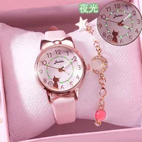 Fashion Kids Love Digital Dial Children Watch Set Leather Strap Quartz Watches Kid Girls Clock Children Watch + Bracelet no box 1