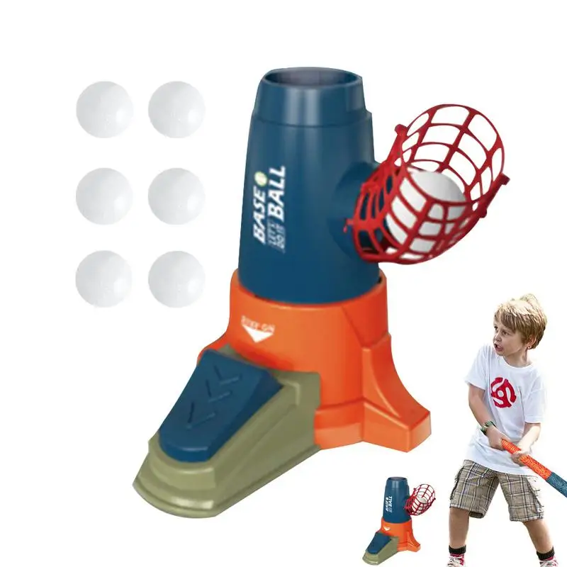 

Pitching Machine For Kids 2 In 1 Baseball & Tennis Pitching Machine With 6 Balls Hand Press Step On Automatic Pitching Machine T