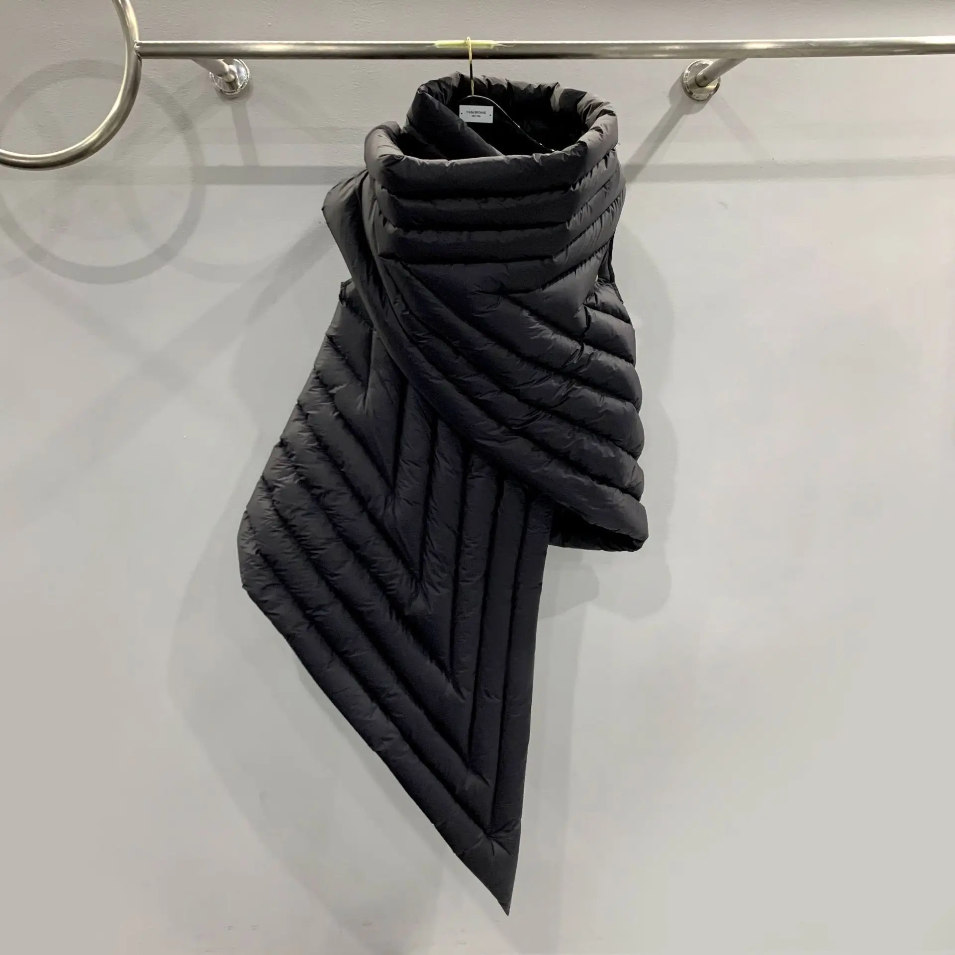 

Winter Rick Jackets for Men Warm Women Clothing Y2k Ro Owens Asymmetrical Warm Vest Scarf Scarf Down Coat
