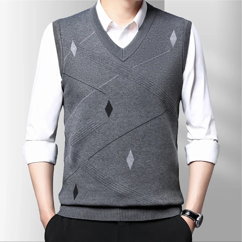 Men's Thickened Casual Sweater Tank Top Autumn and Winter Warm Men's Vest men sweater vests mens knitted vest