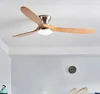 52inch Low Floor Ceiling Fan Light Remote Control Led Llights Indoor Restaurant Solid wood fan leaves With Fan Chandelier 1