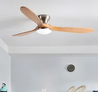 52inch Low Floor Ceiling Fan Light Remote Control Led Llights Indoor Restaurant Solid wood fan leaves With Fan Chandelier 1
